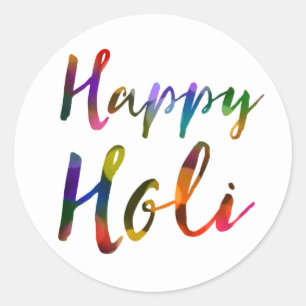 Happy Holi Bokeh Lights Runder Aufkleber