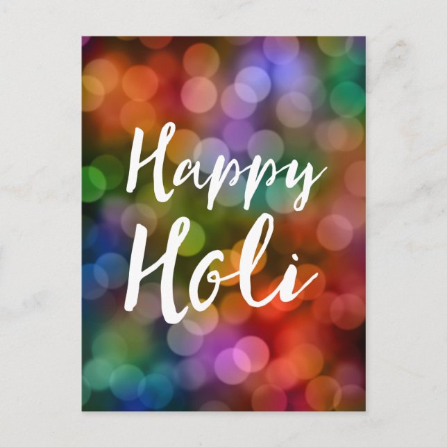 Happy Holi Bokeh Postkarte (Vorderseite)