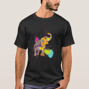 Happy Holi Colors India Hindu Spring Elephant Hol T-Shirt