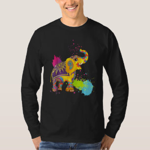 Happy Holi Colors India Hindu Spring Elephant Hol T-Shirt