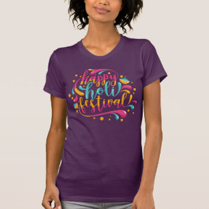 Happy Holi Festival mit gepulster Farbe und Farbe T-Shirt