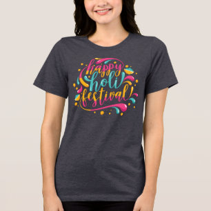 Happy Holi Festival mit gepulster Farbe und Farbe Tri-Blend Shirt