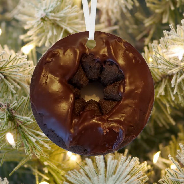 Happy Holi-Glaze Chocolate Donut Ornament Aus Metall (InSitu)