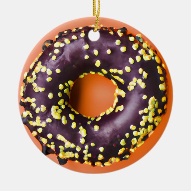 Happy Holi-Glaze | Funny Donut Puff Weihnachten Keramik Ornament (Vorne)