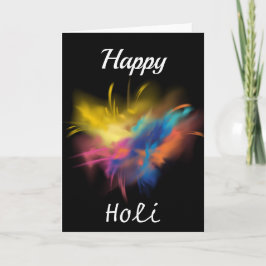 Happy Holi im schwarzen Hintergrund Karte