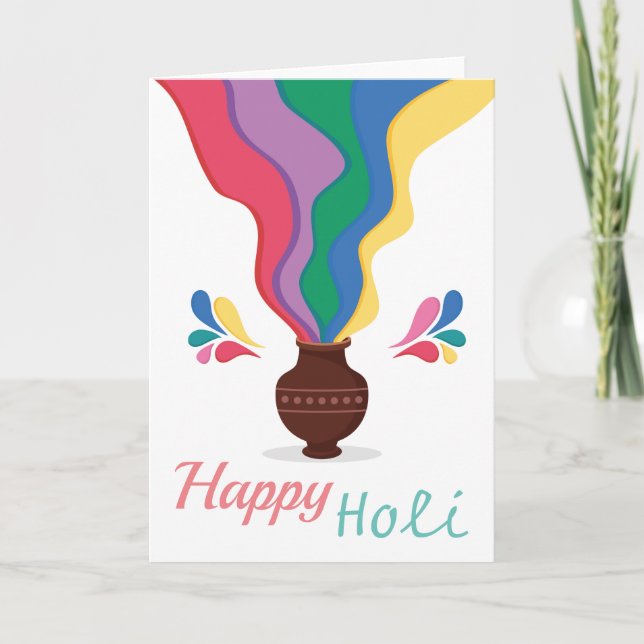 Happy Holi in White Background Karte (Vorderseite)