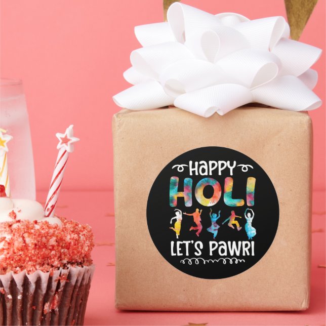 Happy Holi Let's Pawri Hindu Festival Geschenke Runder Aufkleber (Party)