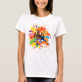 Happy Holi T - Shirt Festival Moon and Stars T - S