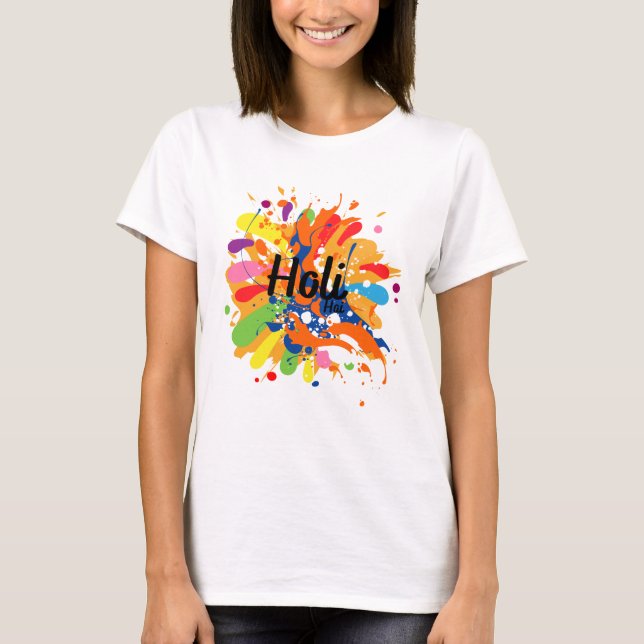 Happy Holi T - Shirt Festival Moon and Stars T - S (Vorderseite)