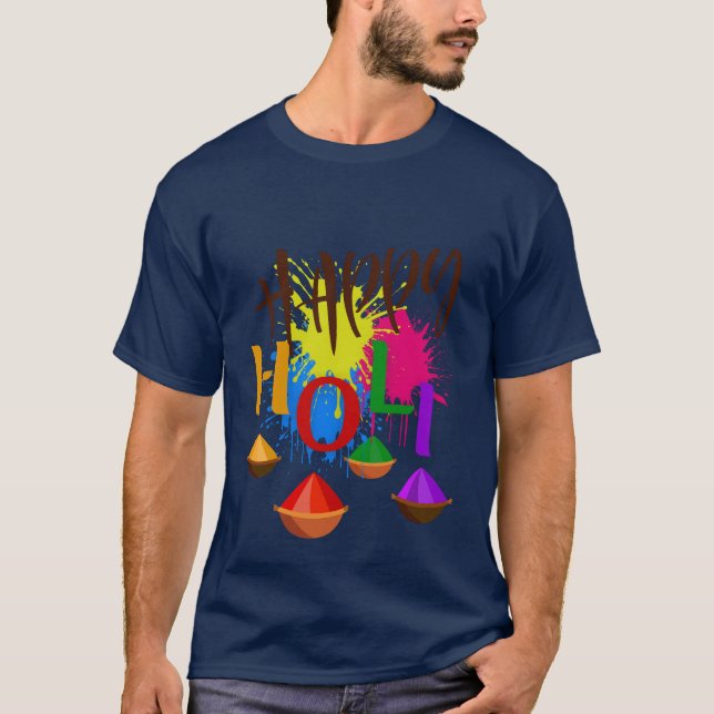 Happy Holi T-Shirt Wird Colorful Holi Festival (Vorderseite)