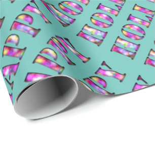 Happy Holi Typografy Pattern Pink farbenfroh Geschenkpapier
