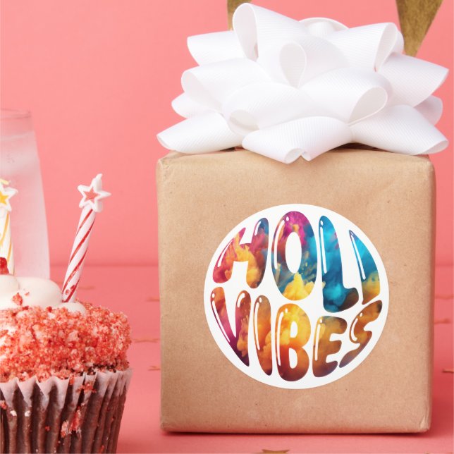 Happy Holi Vibes Hands Hindu Holi Festival Geschen Runder Aufkleber (Party)