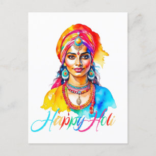 Happy Holi Woman Postkarte