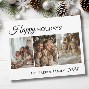 Happy Holiday! 3 Foto, weiß, minimal Feiertagskarte
