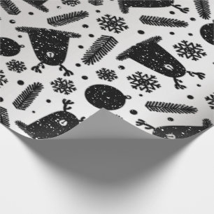 Happy Holiday Alien Reindeer Silver Black Snow Geschenkpapier