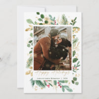 Happy Holiday Aquarell grün Gold Rot Heilige