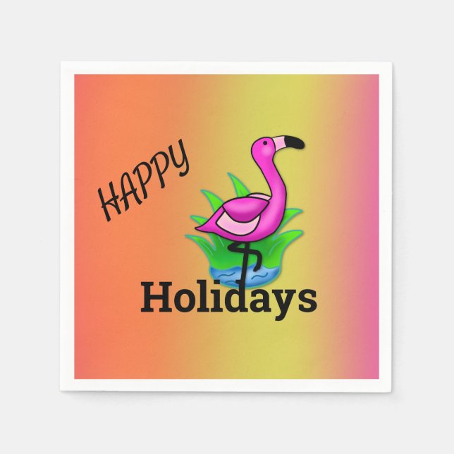 Happy Holiday Birthday Flamingo Beach Serviette (Vorderseite)