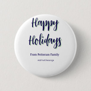 Happy Holiday Blau Grün Weihnachten stilvoll moder Button