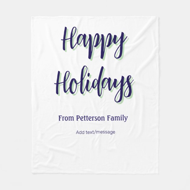 Happy Holiday Blau Grün Weihnachten stilvoll moder Fleecedecke (Vorderseite)