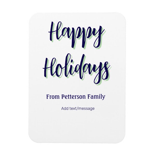 Happy Holiday Blau Grün Weihnachten stilvoll moder Magnet (Vertikal)