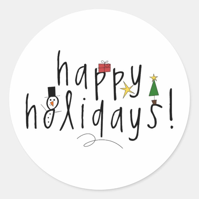 Happy Holiday Classic Round Sticker (Vorderseite)