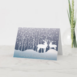 Happy Holiday Deer in Snow Feiertagskarte