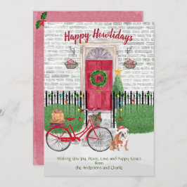 Happy Holiday English Bulldog Bicycle Red Door