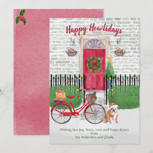 Happy Holiday English Bulldog Bicycle Red Door