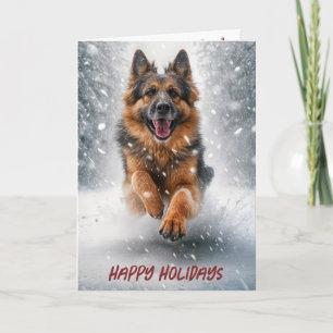 Happy Holiday German Shepherd in Snow Karte