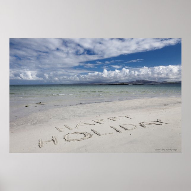 Happy Holiday geschrieben auf Eilogarry Beach Poster (Vorne)