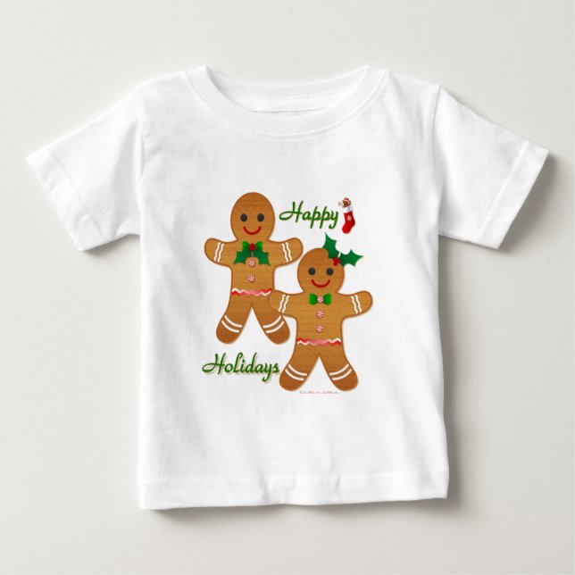 Happy Holiday Gingerbread Man Boy Girl Baby T-shirt (Vorderseite)