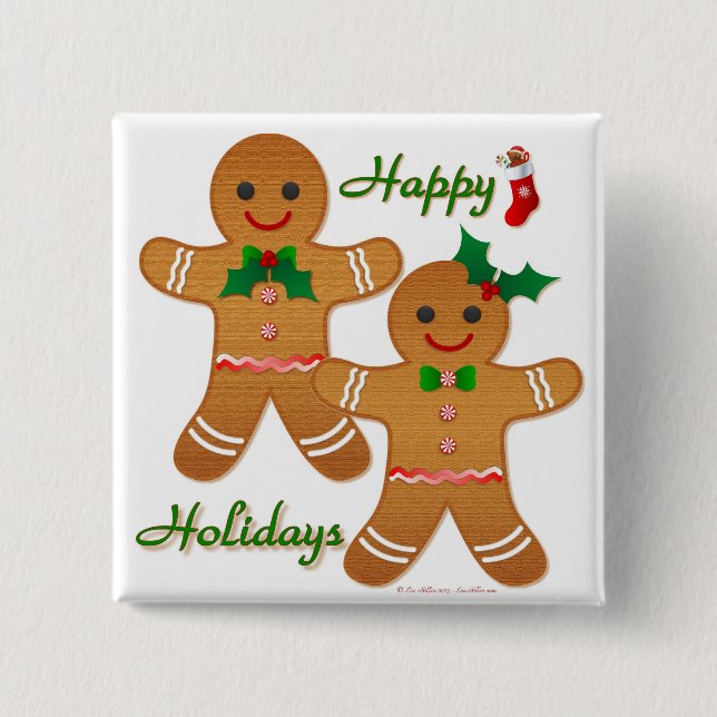 Happy Holiday Gingerbread Man Boy Girl Button (Vorderseite)