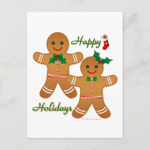 Happy Holiday Gingerbread Man Boy Girl Feiertagspostkarte