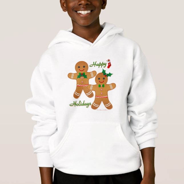Happy Holiday Gingerbread Man Boy Girl Hoodie (Vorderseite)