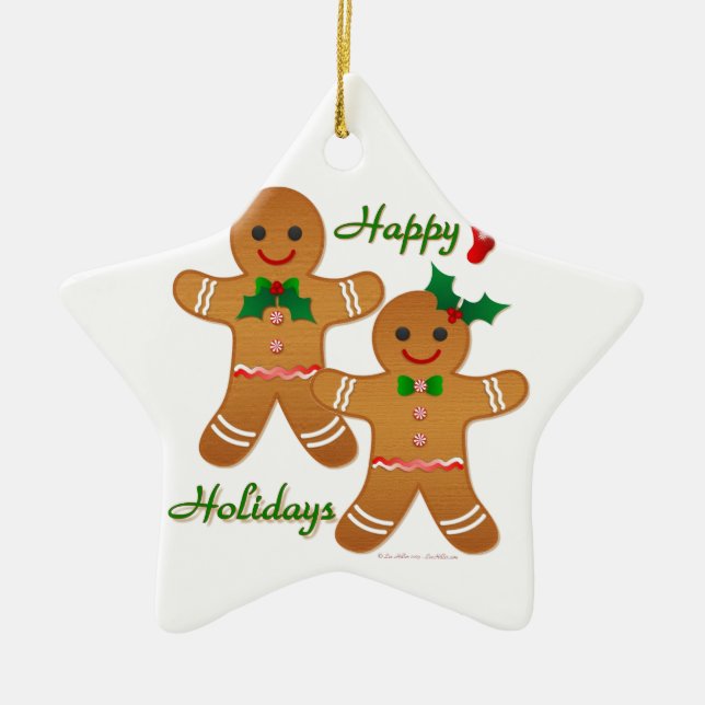 Happy Holiday Gingerbread Man Boy Girl Keramikornament (Vorne)