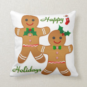Happy Holiday Gingerbread Man Boy Girl Kissen