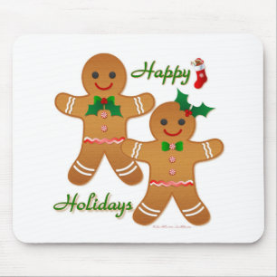Happy Holiday Gingerbread Man Boy Girl Mousepad