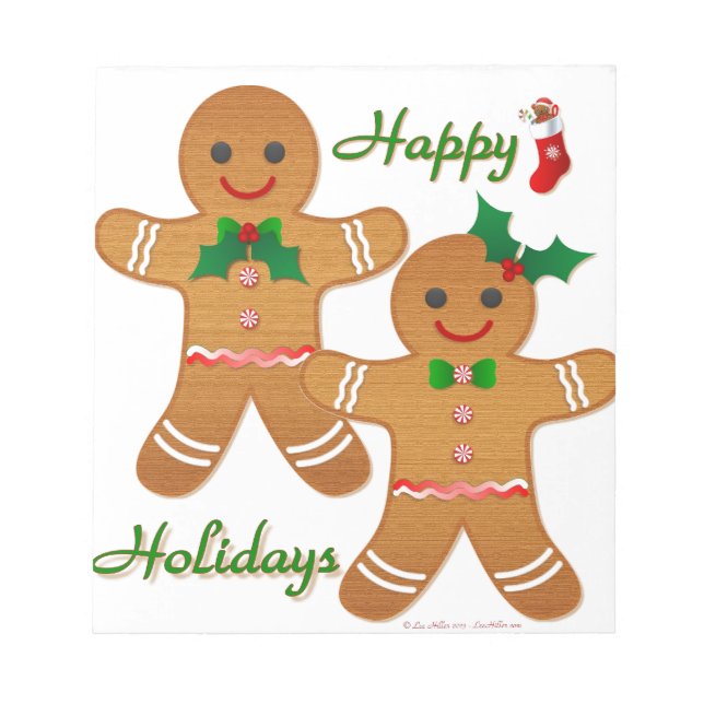 Happy Holiday Gingerbread Man Boy Girl Notizblock (Vorderseite)