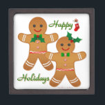 Happy Holiday Gingerbread Man Boy Girl Schmuckkiste<br><div class="desc">You are viewing The Lee Hiller Designs Collection of Home and Office Decor,  Apparel,  Gifts and Collectibles. The Designs inklusive Lee Hiller Fotogray and Mixed Media Digital Art Collection. You can view her Nature fotogray at http://HikeOurPlanet.com/ and follow her hiking blog within Hot Springs National Park.</div>