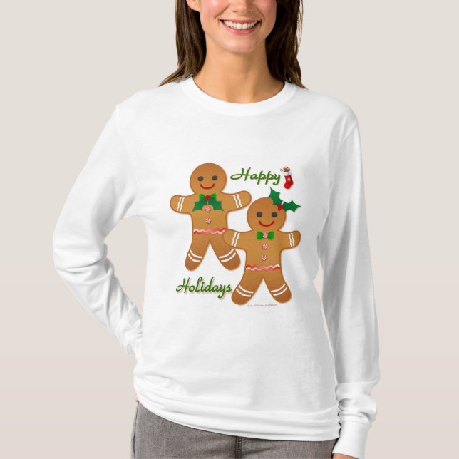 Happy Holiday Gingerbread Man Boy Girl T-Shirt (Vorderseite)
