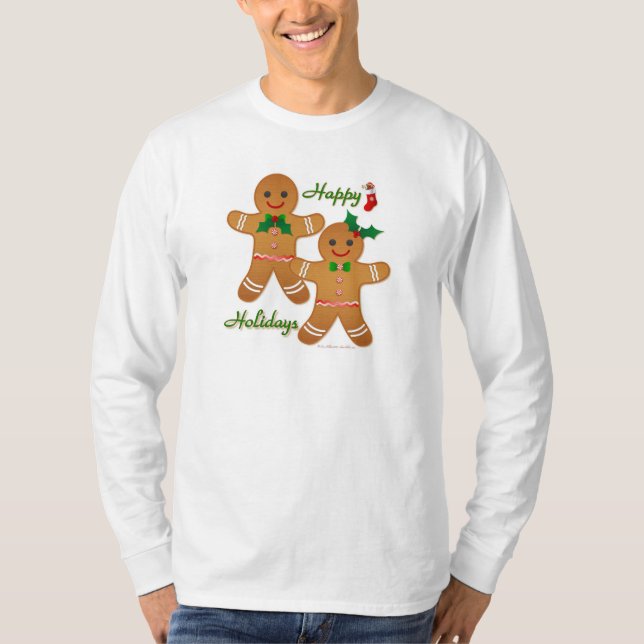 Happy Holiday Gingerbread Man Boy Girl T-Shirt (Vorderseite)