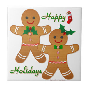 Happy Holiday Gingerbrot Man Boy Girl Fliese