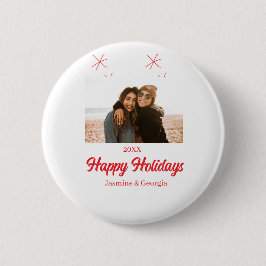 Happy Holiday Girls Familiengeschenke Foto Weihnac Button
