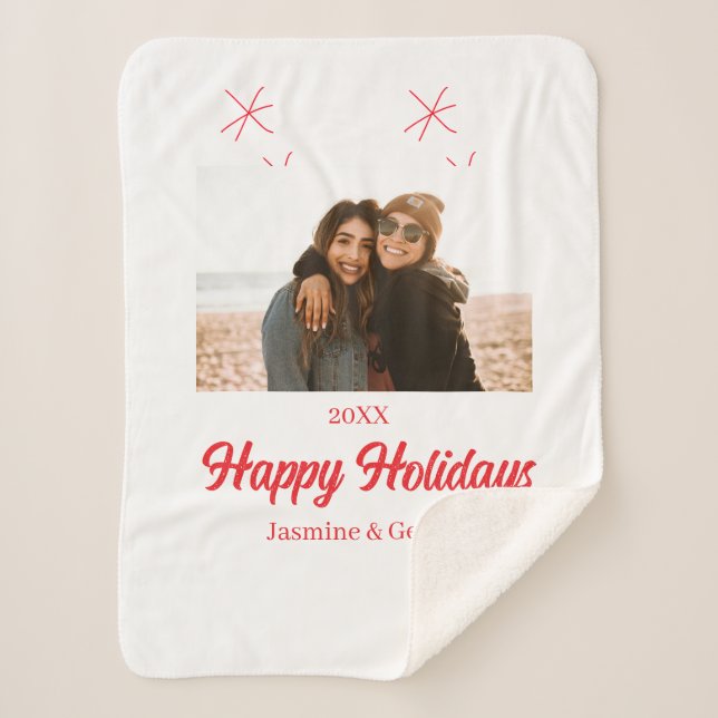 Happy Holiday Girls Familiengeschenke Foto Weihnac Sherpadecke (Vorderseite)