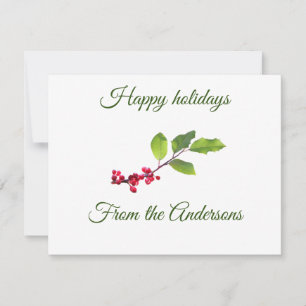 Happy Holiday Heilige Beeren Zweigstelle Karte