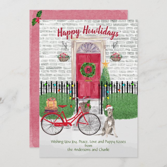 Happy Holiday Irish Wolfhound Bicycle Red Door (Vorne/Hinten)