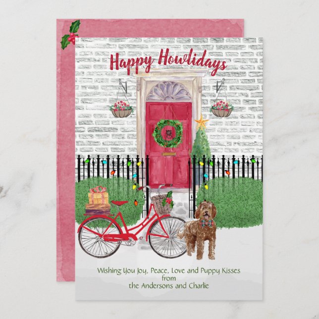 Happy Holiday Labradoodle Bicycle Red Door (Vorne/Hinten)