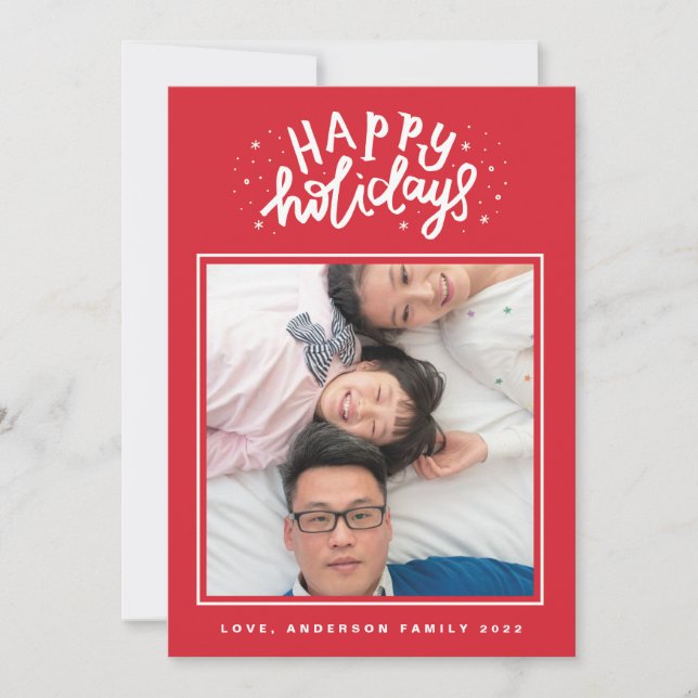 Happy Holiday Lettering Rote Weihnachten (Vorderseite)