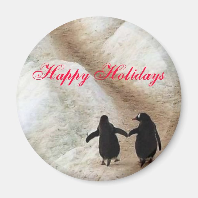 Happy Holiday Penguins Magnet (Vorne)