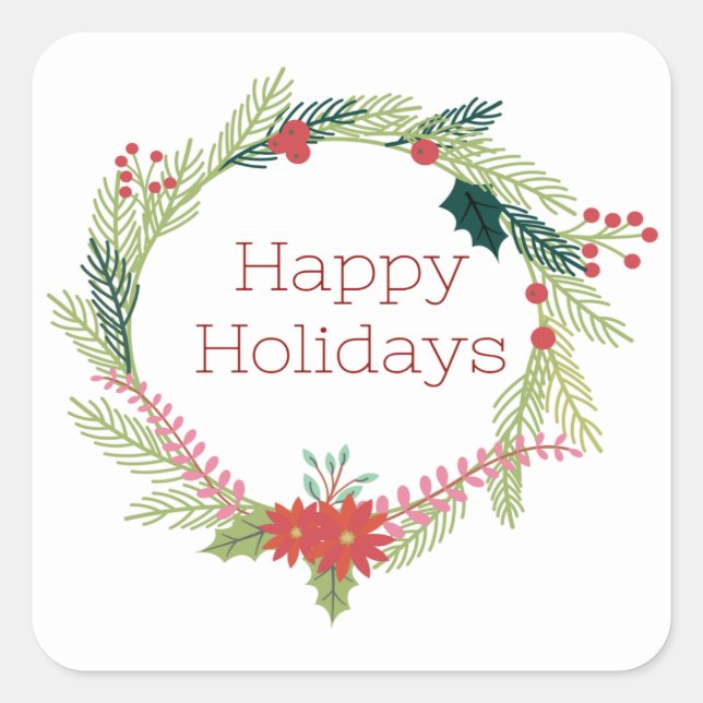 Happy Holiday Quadratischer Aufkleber (Vorderseite)